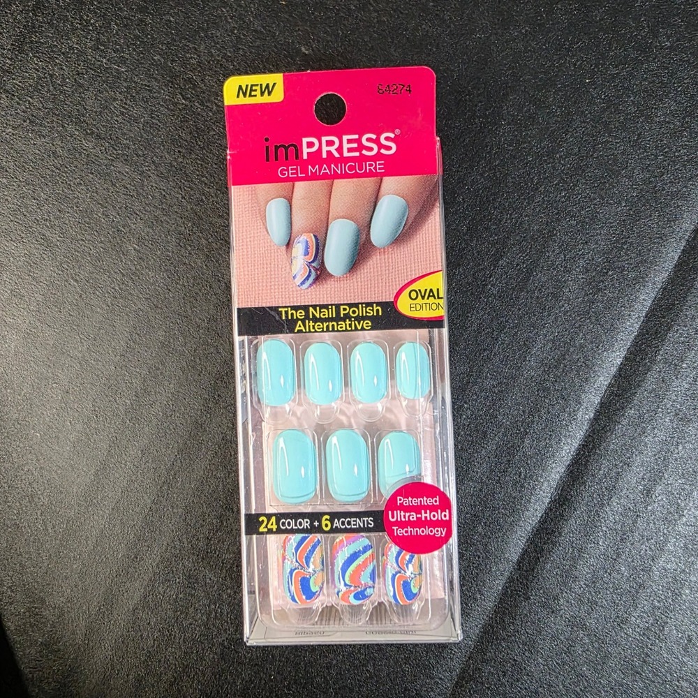 imPRESS Press‎ On Nails Women One Size Blue Gossip Girl Gel Manicure Oval 64274